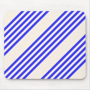 Electric blue and beige five stripe pattern mouse pad