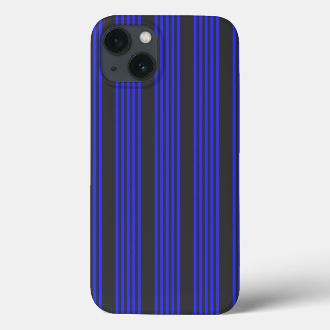 Electric blue and charcoal five stripe pattern Case-Mate iPhone case (Back)