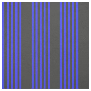 Electric blue and charcoal five stripe pattern fabric
