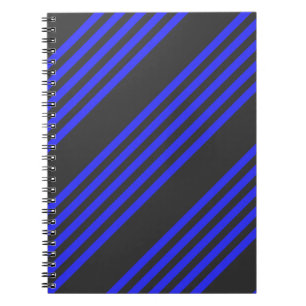 Electric blue and charcoal five stripe pattern notebook