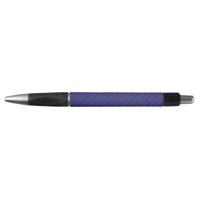 Electric blue and charcoal five stripe pattern pen (Front)