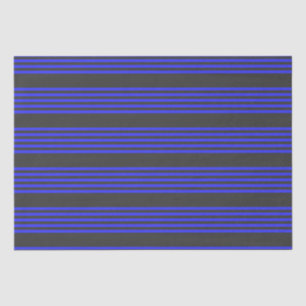 Electric blue and charcoal five stripe pattern tissue paper