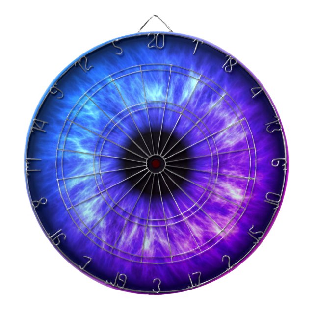 Electric Blue and Purple Eyeball Dart Board (Front)