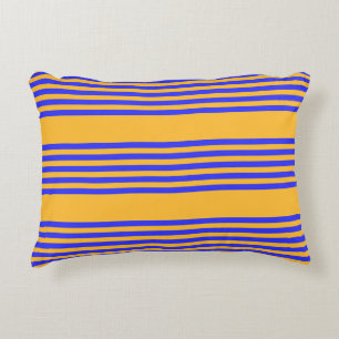 Electric blue and yellow five stripes pattern accent pillow