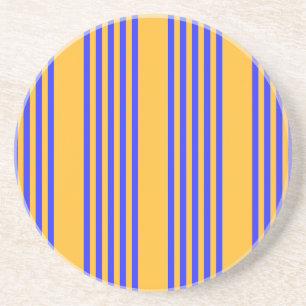 Electric blue and yellow five stripes pattern coaster