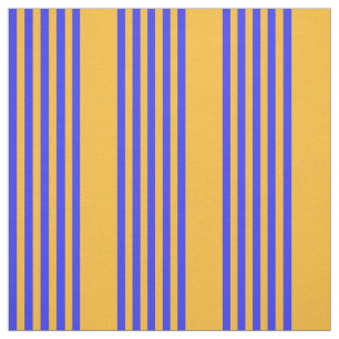 Electric blue and yellow five stripes pattern fabric