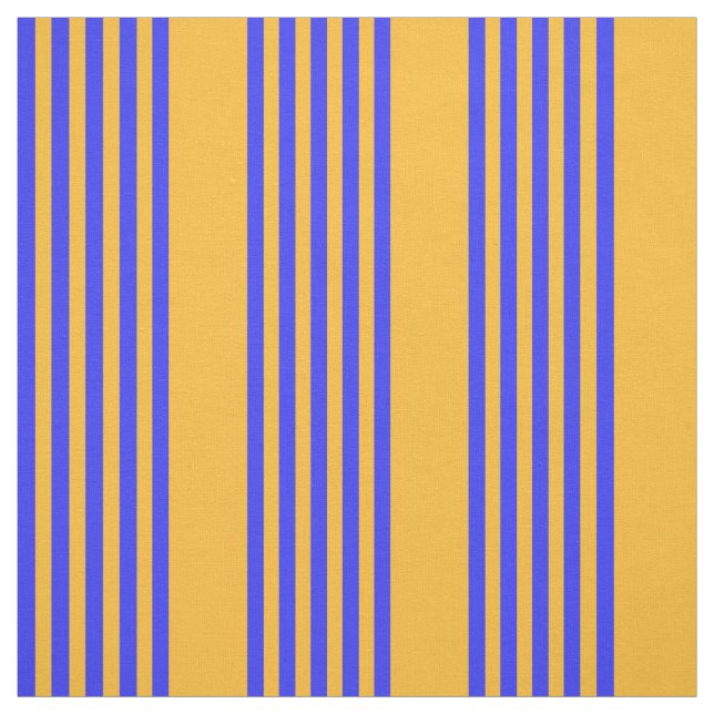 Electric blue and yellow five stripes pattern fabric (Swatch)