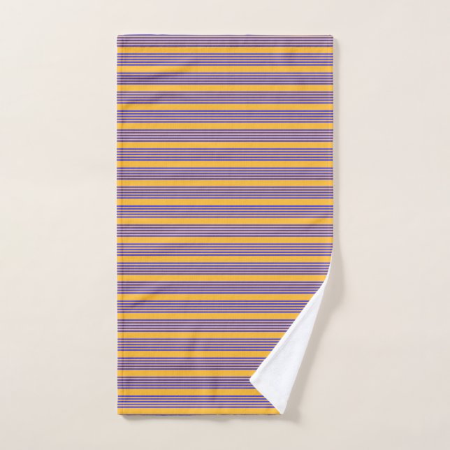 Electric blue and yellow five stripes pattern hand towel (Hand Towel)