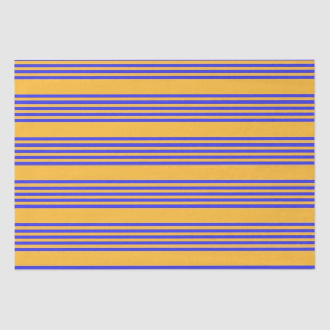 Electric blue and yellow five stripes pattern tissue paper (Front)