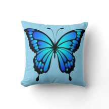Electric Blue Butterfly Throw Pillow