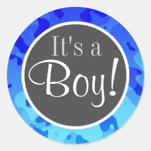 Electric Blue Camo; Camouflage Classic Round Sticker