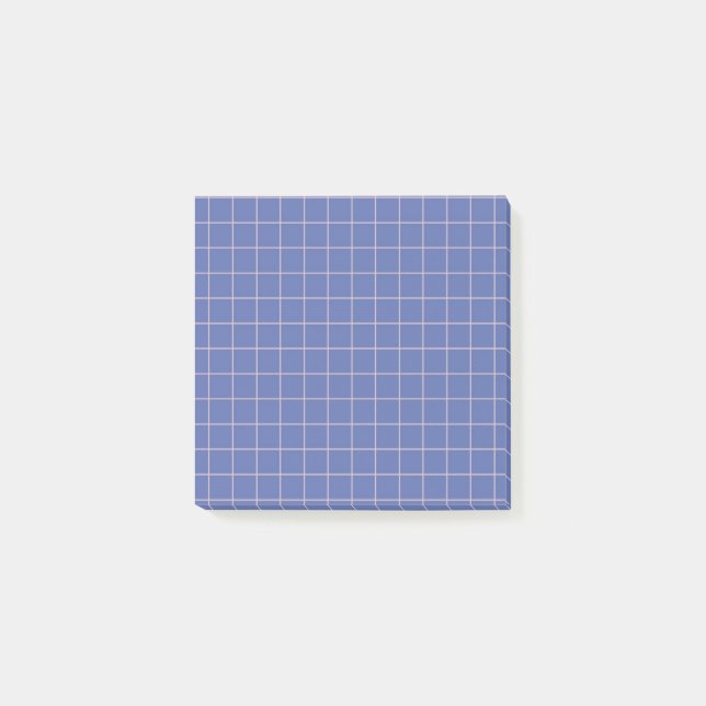 Electric Blue Chequered Pattern Bold Grid Design  Post-it Notes (Front)