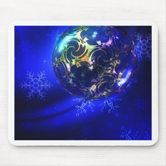 Electric blue christmas bauble design, customize i mouse pad (Front)