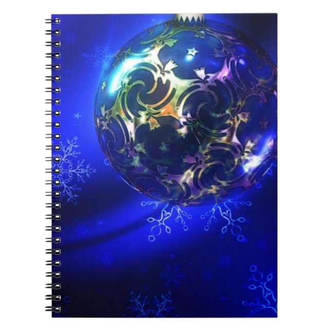 Electric blue christmas bauble design, customize i notebook (Front)