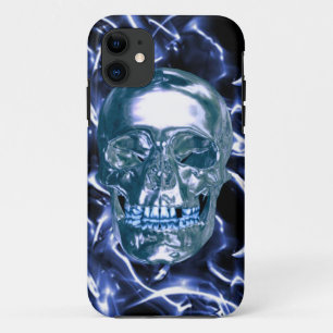 Electric Blue Chrome Skull iPhone 5G Coque