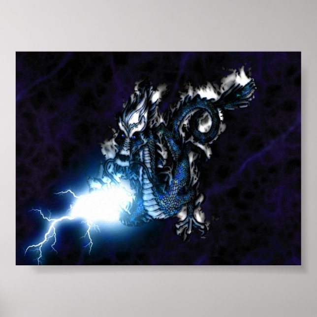 Electric Blue Dragon Poster (Front)
