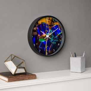 Electric Blue Drums Wall Clock