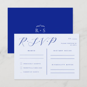 Electric Blue Elegant Minimalist Wedding RSVP Invitation