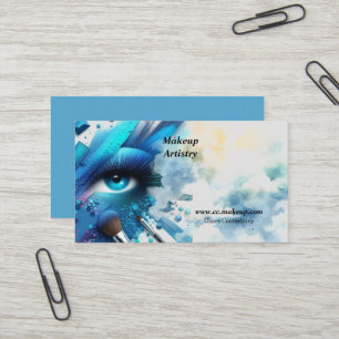 Electric Blue Eye Shadow Makeup Business Card