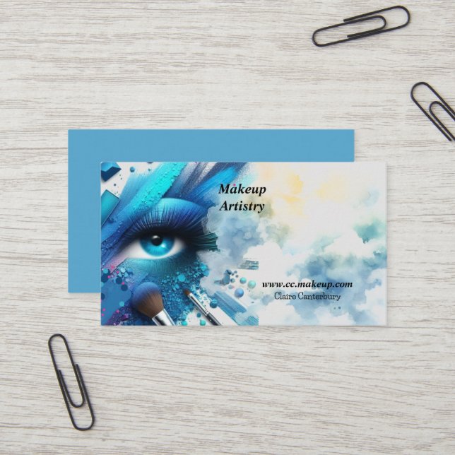 Electric Blue Eye Shadow Makeup  Business Card (Front/Back In Situ)