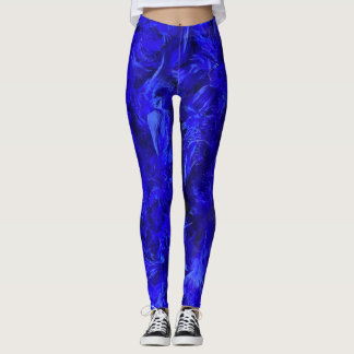 Electric Blue Faux Feather All-Over-Print Leggings