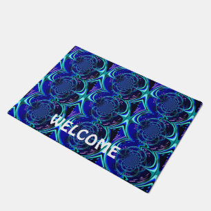 Electric Blue Fractal Design Doormat