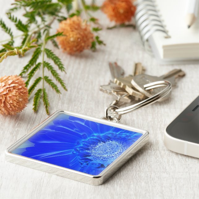 electric blue gerbera keychain (Side)