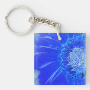 electric blue gerbera keychain