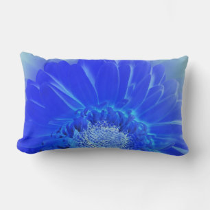 electric blue gerbera lumbar pillow
