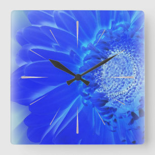 electric blue gerbera square wall clock