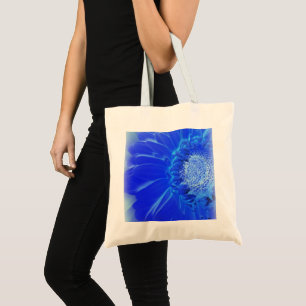 electric blue gerbera tote bag