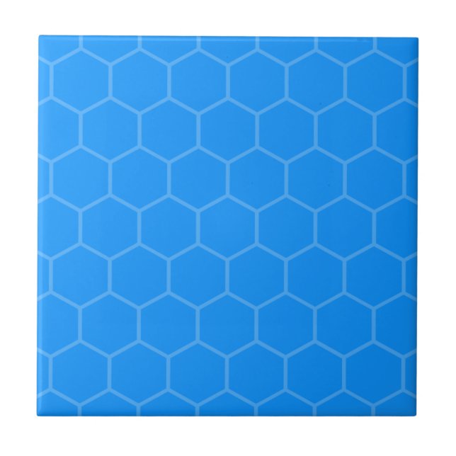 Electric blue hexagon geometric mosaic design tile (Front)