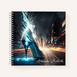 Electric Blue High Heel City Scene Personalized Notebook