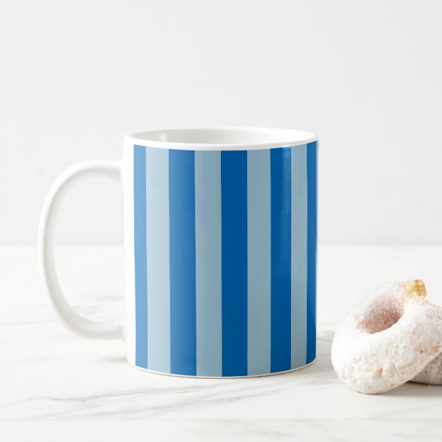 Electric Blue Lemonade and Aquamarine Vertical Str Coffee Mug (With Donut)