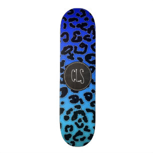 Electric Blue Leopard Print; Chalkboard look Skateboard