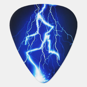 Electric Blue Lightning Bolt Guitar Pick