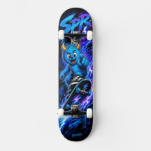 Electric Blue Lightning Monster Street Skate Art