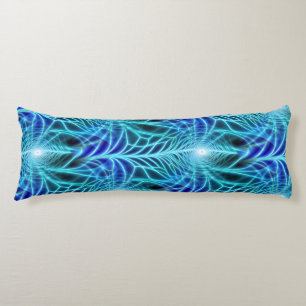 Electric Blue Luminous Fractal Repeating Pattern Body Pillow