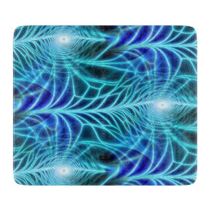 Electric Blue Luminous Fractal Repeating Pattern Cutting Board