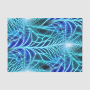 Electric Blue Luminous Fractal Repeating Pattern Tissue Paper