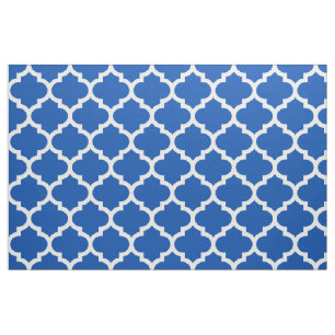 Electric Blue Moroccan Quatrefoil Trellis Fabric