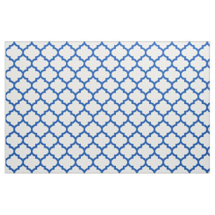 Electric Blue Moroccan Trellis Pattern Fabric