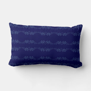 Electric Blue Neural Horizon Abstract Pattern Lumbar Pillow