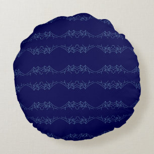 Electric Blue Neural Horizon Abstract Pattern Round Pillow