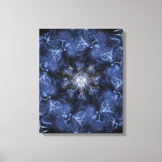 Electric Blue Plasma Fractal Art Canvas Print (Front)