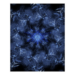 Electric Blue Plasma Fractal Art Poster