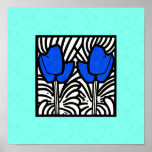 Electric Blue Pop Art Tulips Poster<br><div class="desc">This vibrant pop art print features bold,  electric blue tulips against a contrasting background. The graphic design and bold colours make it a perfect addition to any modern home decor. The minimalist design and striking colours make it a perfect addition to any modern home decor.</div>