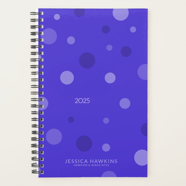 Electric Blue Pop Dots Year Weekly Planner (Front)