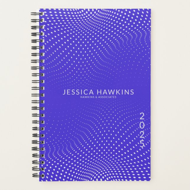 Electric Blue Pop Dots Year Weekly Planner (Front)