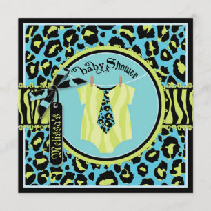 Electric Blue Rock Star Jumper & Tie Baby Shower Invitation